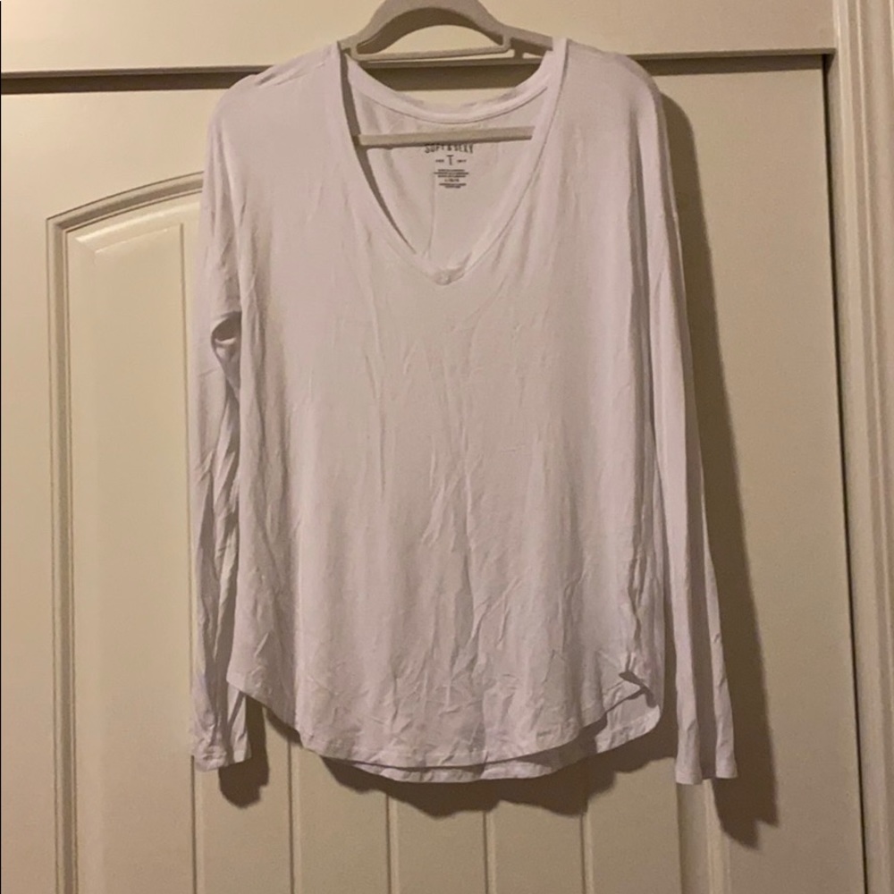 Long Sleeves Polyester V Neck T-shirt Blouses